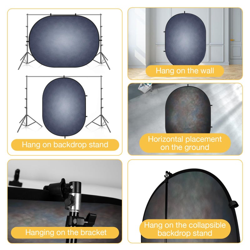 Kate 5x6.5ft(1.5x2m) Dark Grey Collapsible Backdrop Texture Folding Double Sided Pop up Backdrops for Photoshoot, Home Video Conference - Image 3